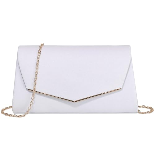 Labair Damen-Abendtasche, Clutch, Geldbörse, Glitzer-Umschlag, Hochzeit, Party, formelle Handtasche., Weiss/opulenter Garten von Labair