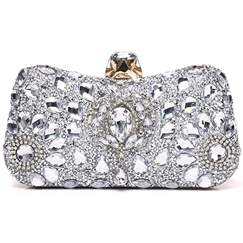 Labair Damen Clutch Geldbörse Strass Clutch Kristall Abend Clutch Tasche Hochzeit Braut Abschlussball Geldbörse, silber, Small von Labair