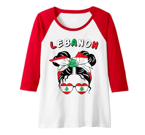 Damen Labanon-Mädchen, Labanesisches Mädchen, Mädchen mit der patriotischen Flagge von Labanese Raglan von Labanese Flag Gifts for Labanon Girl Labanon Women