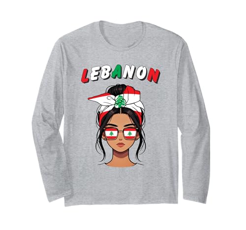 Labanon-Mädchen, Labanesisches Mädchen, Mädchen mit der patriotischen Flagge von Labanese Langarmshirt von Labanese Flag Gifts for Labanon Girl Labanon Women