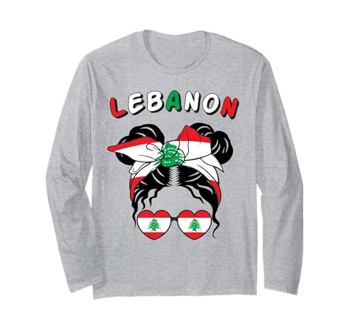 Labanon-Mädchen, Labanesisches Mädchen, Mädchen mit der patriotischen Flagge von Labanese Langarmshirt von Labanese Flag Gifts for Labanon Girl Labanon Women