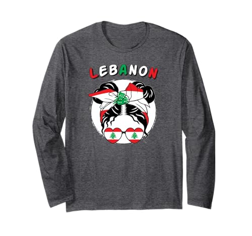 Labanon-Mädchen, Labanesisches Mädchen, Mädchen mit der patriotischen Flagge von Labanese Langarmshirt von Labanese Flag Gifts for Labanon Girl Labanon Women