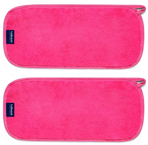 LaBeauté Abschminktücher Mikrofaser (40x18 cm, 2 Stück) waschbar und wiederverwendbar, Make Up Entferner Pads, Microfaser Abschminkpads, zum Gesicht Abschminken & Gesichtsreinigung (pink) von LaBeauté