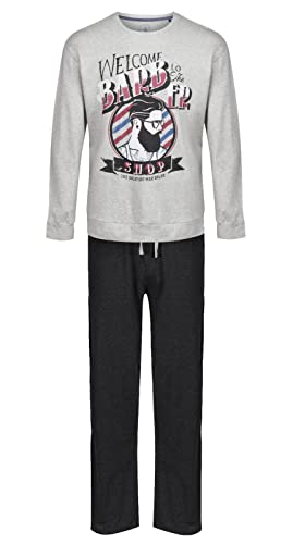 Label Cutters Herren Pyjama Barber Shop Langarm Langarm Nachtwäsche Set S M L XL XXL XXXL, grau, L von Label Cutters
