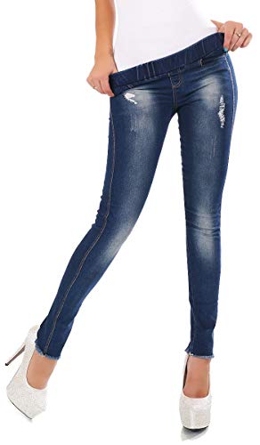 Label by Trendstylez Hautenge Damen Jeggings Treggings Hose Vintage-Effekte Blue Washed BF67819 Größe XL/XXL von Label by Trendstylez