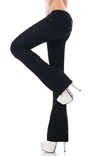Label by Trendstylez Modische Damen Stretch Bootcut Jeans Schlag Hose in schwarz Größe 34 von Label by Trendstylez