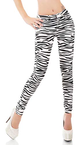 Label by Trendstylez Skinny-Jeans im Zebra-Look weiß J3438 Größe 38 von Label by Trendstylez