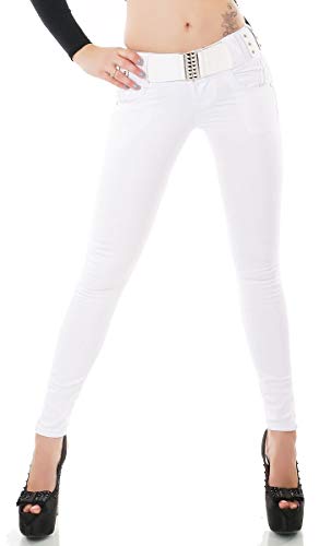 Trendstylez Damen Slim Fit Stretch Skinny Basic Jeans weiß ZB316-7 Größe XL von Label by Trendstylez