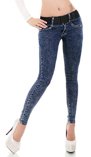 Trendstylez Damen Slim Fit Stretch Skinny Jeans Hose Acid blau H860-2 Größe 36 von Label by Trendstylez