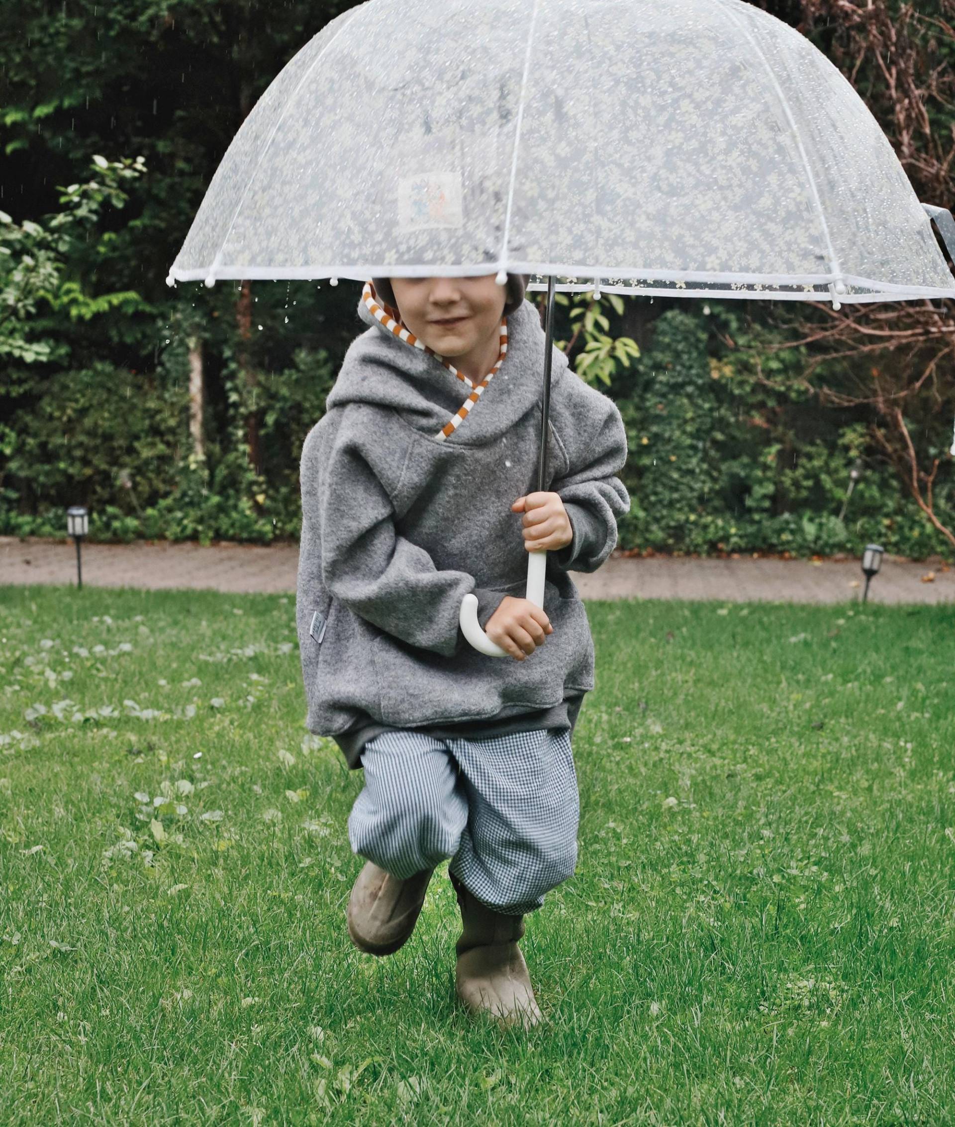 Walk Hoodie in Hellgrau 74/80 -122/128 - Wollwalk Überwurf Pullover Als Jacken Ersatz Gefütterte Kapuze Oder Komplett Gefüttert von Label1912