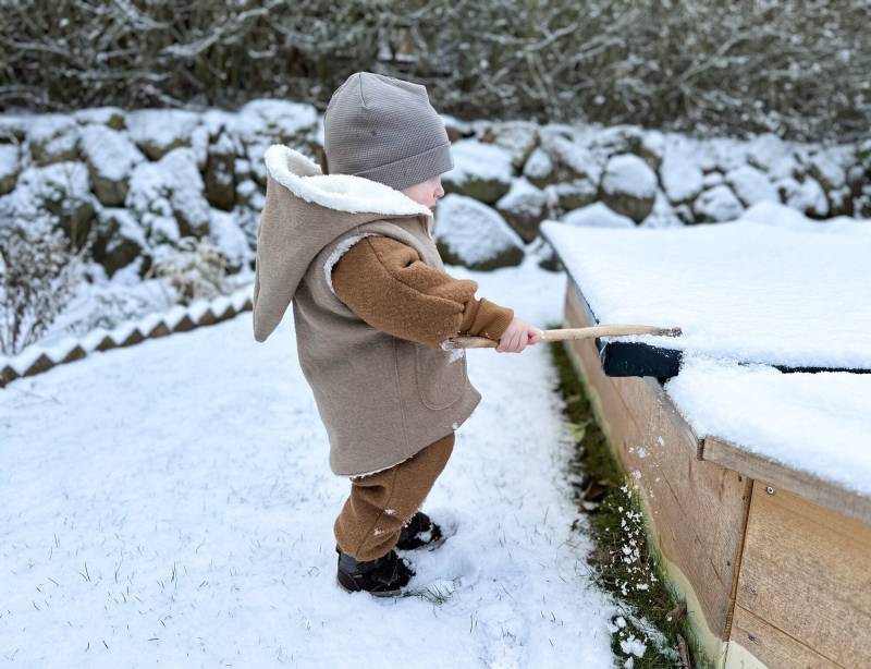 Walk Weste Mit Teddyplüsch Für Kinder in Sand 62/68 - 122/128 Kinderweste Wollwalkweste Jackenersatz Zipfelkapuze von Label1912