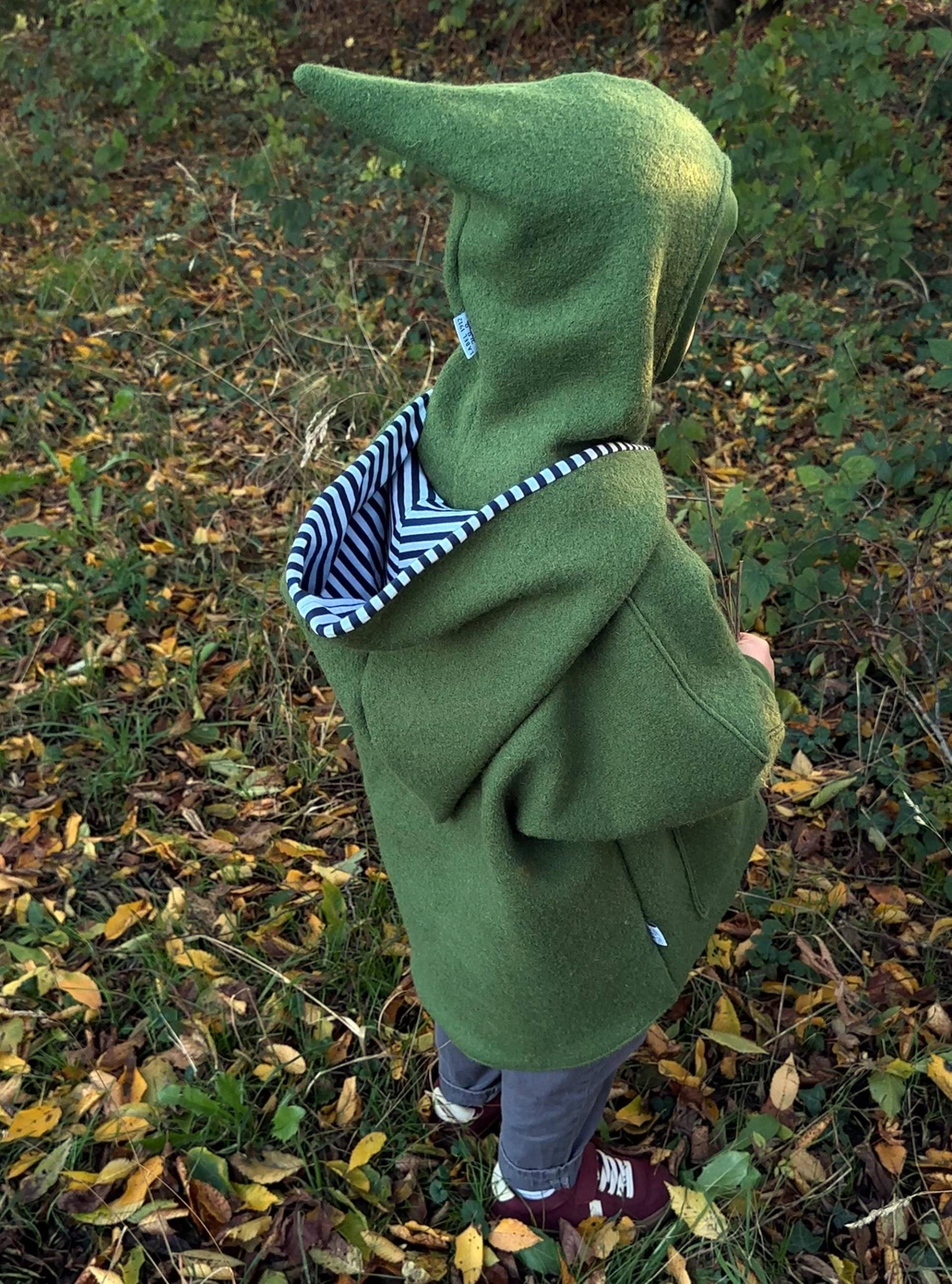 Walkjacke Walkmantel Oversize 74/80 -122/128 - Kinder in Oliv Grün- Übergangsjacke Winterjacke Wollwalk Futter Wählbar von Label1912