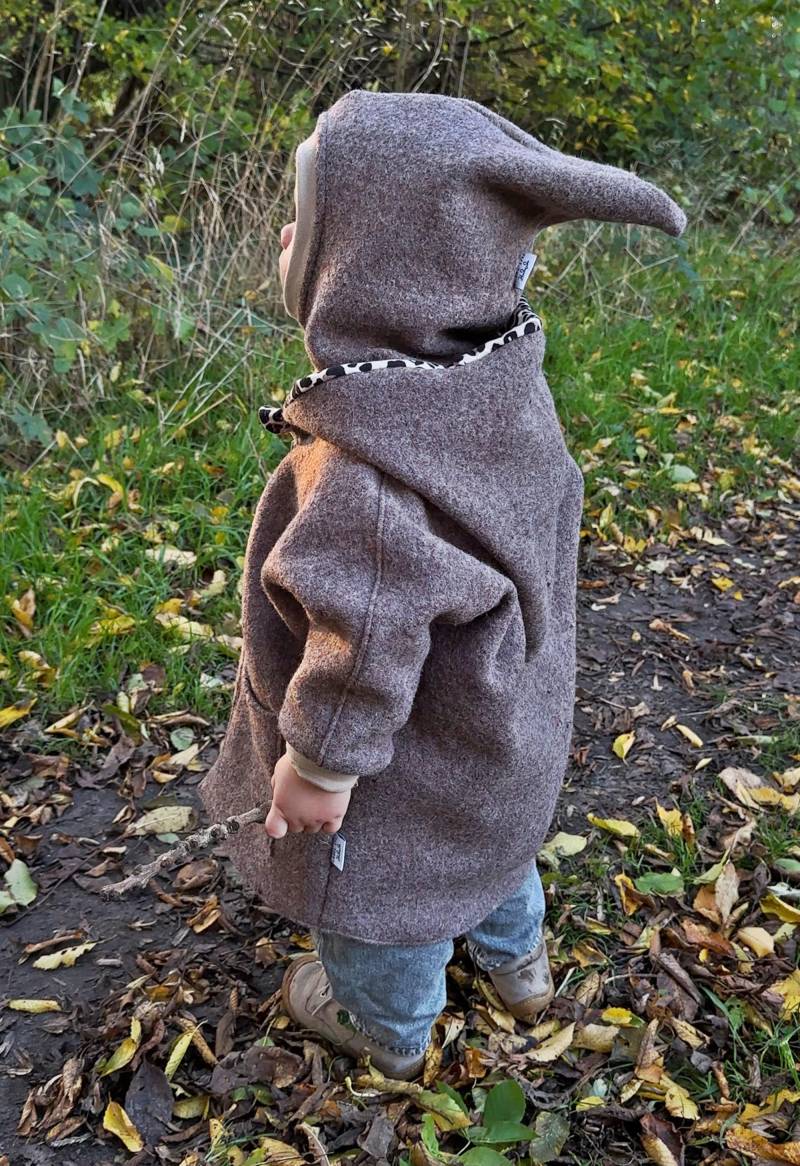 Walkjacke Walkmantel Oversize 74/80 -122/128 - Kinder in Rehbraun Meliert- Übergangsjacke Winterjacke Wollwalk Futter Wählbar von Label1912