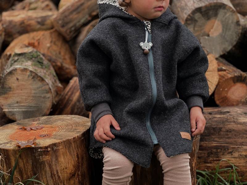 Walkjacke Walkmantel Oversize 74/80 -122/128 | Sofort Kauf Kinder in Anthrazit - Futter Wählbar Walk Jacke Für von Label1912