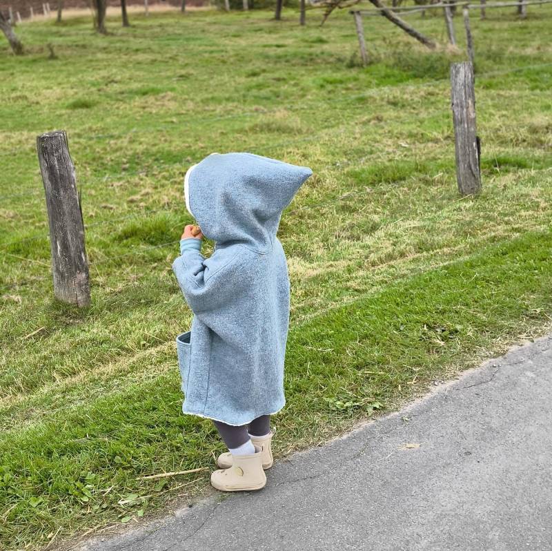Wollwalk Oversize Jacke Walkmantel 74/80 -122/128 - Kinder Walkjacke in Antik Mint- Übergangs Winter Teddy Plüsch Futter von Label1912