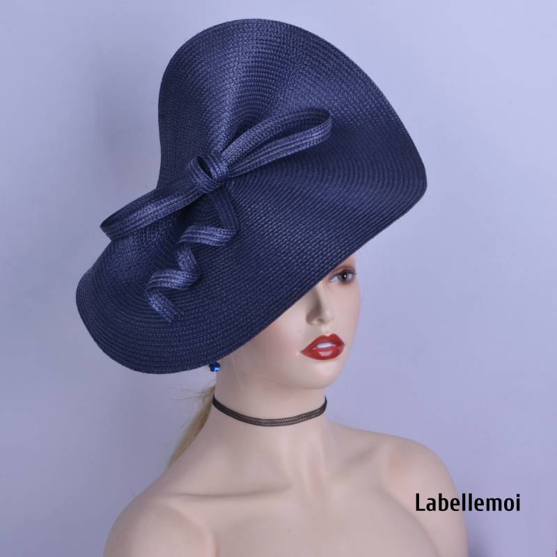Exklusiver Marineblau Fascinator Große Untertasse Hutmacher Kirchenhut Derby Hut Ascot Hochzeitshut Teeparty Mutter Der Braut von LabellemoiDesign