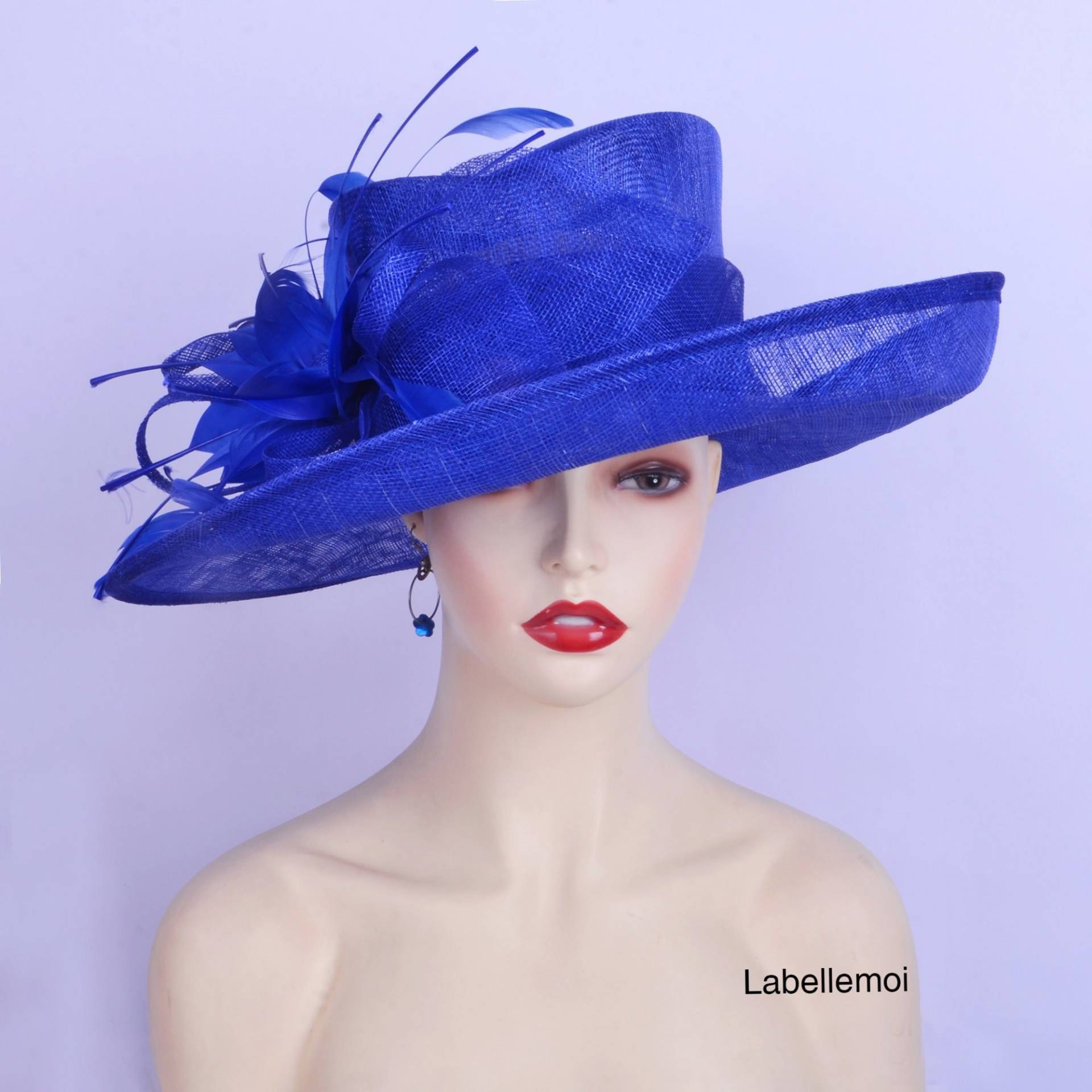Großer Kobaltblauer Kentucky Derby Hut Königliche Formelle Kleidung Kirchenhut Hochzeit Party Rennen Mutter Der Braut Ostern Geschenke Muttertag von LabellemoiDesign