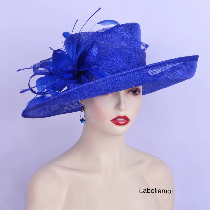 Marine-Blaue Formale Hut Große Kleid Kirche Sinamay Fascinator Für Kentucky Derby, Hochzeit Party Rassen von LabellemoiDesign