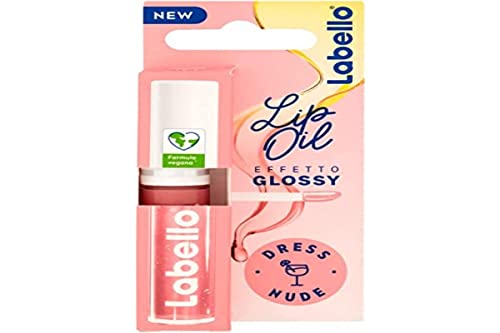 Labello Lip Oil Glossy Effect - Dress Nude 5.5ml, Volumizing and Moisturizing Lip Gloss Oil Lip Oil with Oil 100% Natural Lip Gloss Lip Gloss for soft and bright lips von Labello