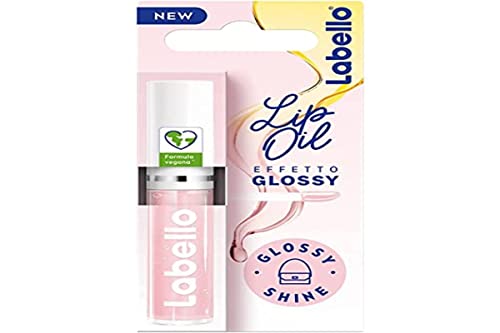 Labello Lip Oil Glossy Effekt - Glossy Shine 5,5 ml, Lip Gloss mit veganer Formel, Volumengloss, 100% natürlicher Lipgloss von Labello