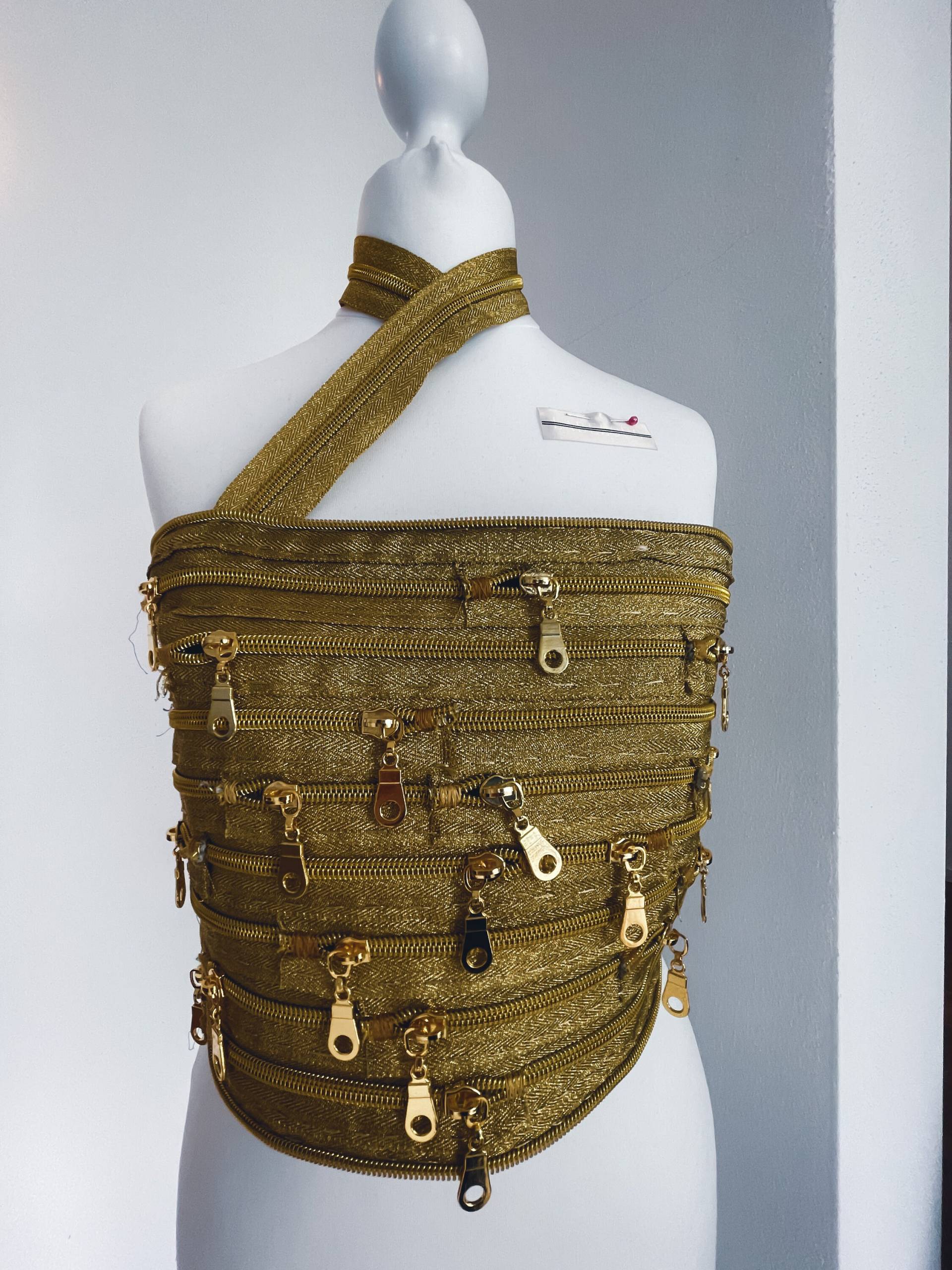 Top - Kostüm Aus Reißverschlüssen Reißverschluss Gold Schwarz Verkleidung Top - Kostüm Aus Reißverschlüssen Reißverschluss Gold Schwarz Verkleidung von Labelous