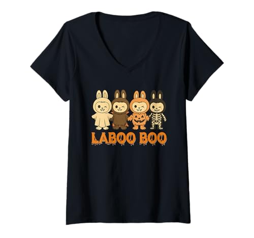 Damen Niedliches Laboo Boo Ghost Halloween für Erwachsene und Kinder T-Shirt mit V-Ausschnitt Damen Niedliches Laboo Boo Ghost Halloween für Erwachsene und Kinder T-Shirt mit V-Ausschnitt von Laboo Boo Ghost Halloween Tees