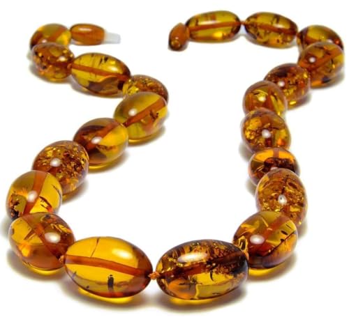 Laboratorio Italiano del Gioiello Echte Bernsteinkette Damen - Baltischer Natur Bernstein - Ovale Steine (50cm 40gr) (Cognac, 50) von Laboratorio Italiano del Gioiello