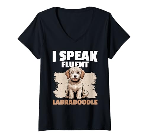 Damen Labradoodle-Hund T-Shirt mit V-Ausschnitt Damen Labradoodle-Hund T-Shirt mit V-Ausschnitt von Labradoodle Gifts for Men and Women