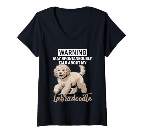 Damen Labradoodle-Hund T-Shirt mit V-Ausschnitt Damen Labradoodle-Hund T-Shirt mit V-Ausschnitt von Labradoodle Gifts for Men and Women
