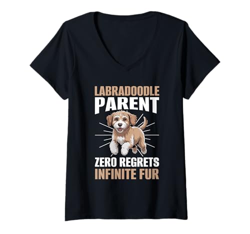 Damen Labradoodle-Hund T-Shirt mit V-Ausschnitt Damen Labradoodle-Hund T-Shirt mit V-Ausschnitt von Labradoodle Gifts for Men and Women