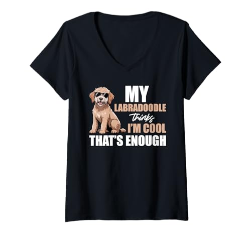 Damen Labradoodle-Hund T-Shirt mit V-Ausschnitt Damen Labradoodle-Hund T-Shirt mit V-Ausschnitt von Labradoodle Gifts for Men and Women