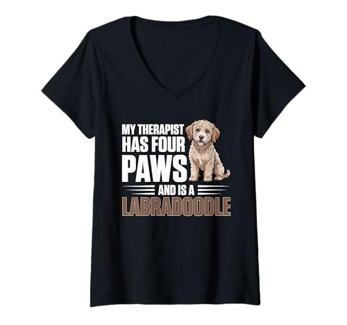 Damen Labradoodle-Hund T-Shirt mit V-Ausschnitt von Labradoodle Gifts for Men and Women