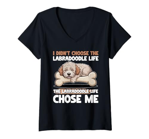 Damen Labradoodle-Hund T-Shirt mit V-Ausschnitt Damen Labradoodle-Hund T-Shirt mit V-Ausschnitt von Labradoodle Gifts for Men and Women