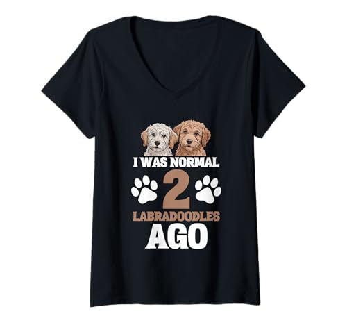 Damen Labradoodle-Hund T-Shirt mit V-Ausschnitt Damen Labradoodle-Hund T-Shirt mit V-Ausschnitt von Labradoodle Gifts for Men and Women