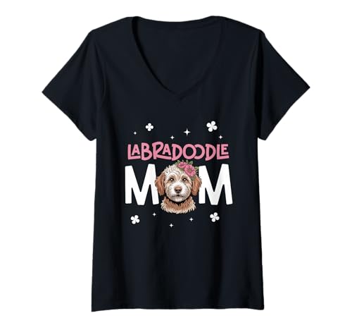 Damen Labradoodle-Hund T-Shirt mit V-Ausschnitt Damen Labradoodle-Hund T-Shirt mit V-Ausschnitt von Labradoodle Gifts for Men and Women