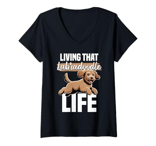 Damen Labradoodle-Hund T-Shirt mit V-Ausschnitt von Labradoodle Gifts for Men and Women