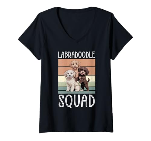 Damen Labradoodle-Hund T-Shirt mit V-Ausschnitt Damen Labradoodle-Hund T-Shirt mit V-Ausschnitt von Labradoodle Gifts for Men and Women