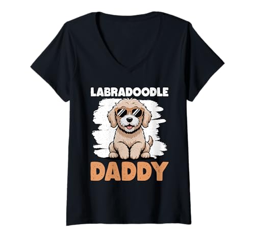 Damen Labradoodle-Hund T-Shirt mit V-Ausschnitt Damen Labradoodle-Hund T-Shirt mit V-Ausschnitt von Labradoodle Gifts for Men and Women