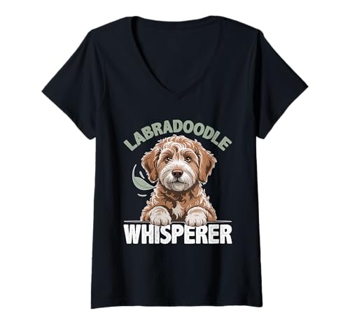 Damen Labradoodle-Hund T-Shirt mit V-Ausschnitt Damen Labradoodle-Hund T-Shirt mit V-Ausschnitt von Labradoodle Gifts for Men and Women