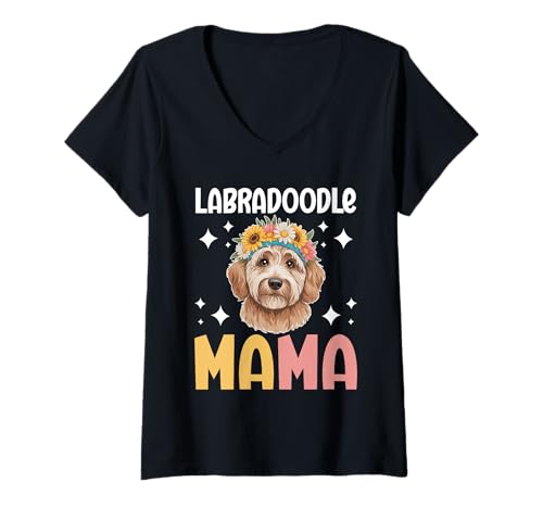 Damen Labradoodle-Hund T-Shirt mit V-Ausschnitt Damen Labradoodle-Hund T-Shirt mit V-Ausschnitt von Labradoodle Gifts for Men and Women
