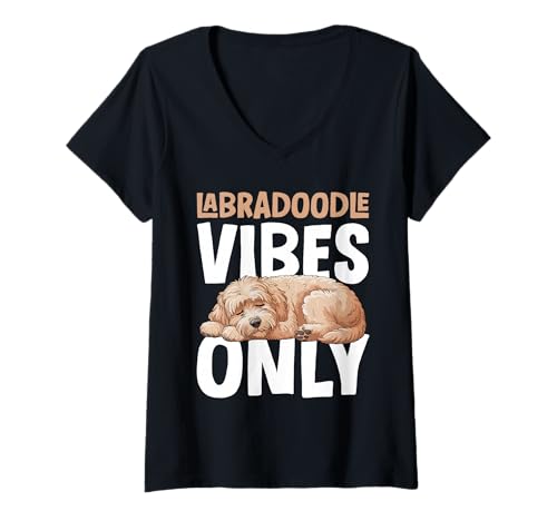 Damen Labradoodle-Hund T-Shirt mit V-Ausschnitt Damen Labradoodle-Hund T-Shirt mit V-Ausschnitt von Labradoodle Gifts for Men and Women