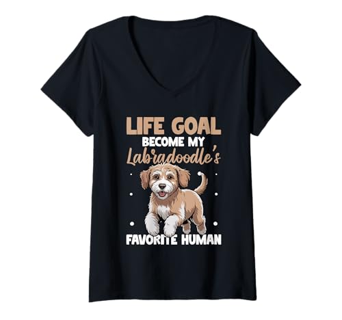 Damen Labradoodle-Hund T-Shirt mit V-Ausschnitt Damen Labradoodle-Hund T-Shirt mit V-Ausschnitt von Labradoodle Gifts for Men and Women
