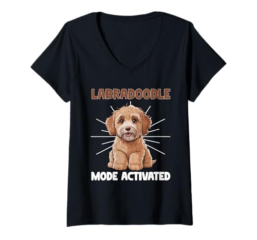 Damen Labradoodle-Hund T-Shirt mit V-Ausschnitt Damen Labradoodle-Hund T-Shirt mit V-Ausschnitt von Labradoodle Gifts for Men and Women