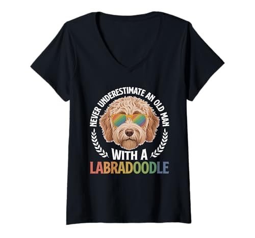 Damen Labradoodle-Hund T-Shirt mit V-Ausschnitt Damen Labradoodle-Hund T-Shirt mit V-Ausschnitt von Labradoodle Gifts for Men and Women