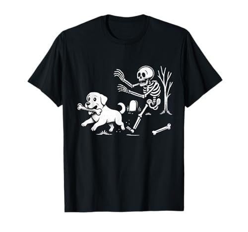Labrador Hund mit Skelett Halloween Spaß für Männer Frauen Kinder T-Shirt von Labrador Dog Skeleton Fun Men Women Kids Tee