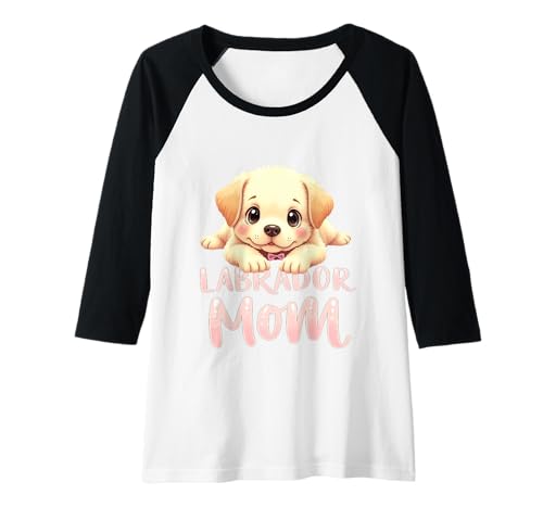 Damen Labrador Mom Dog Lab Mama Süßer Welpe Raglan von Labrador Fun Designs
