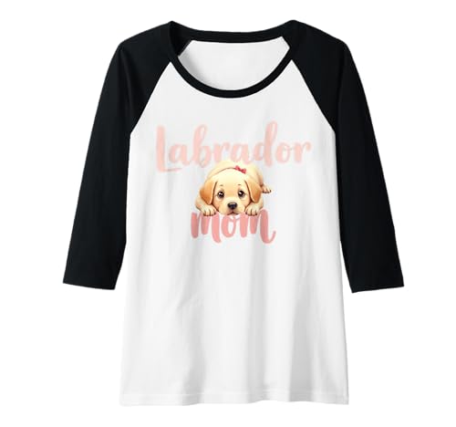 Damen Labrador Mom Dog Lab Mama Süßer Welpe Raglan von Labrador Fun Designs