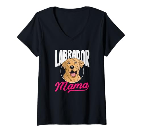 Damen Labrador Mama Lustiges Labrador T-Shirt mit V-Ausschnitt von Labrador Hunde Sprüche Designs Geschenke