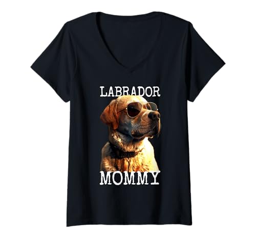 Damen Labrador Mommy Mama Mutter Muttertag Labrador Retriever T-Shirt mit V-Ausschnitt Damen Labrador Mommy Mama Mutter Muttertag Labrador Retriever T-Shirt mit V-Ausschnitt von Labrador Liebhaber Mom Geschenk für Muttertag