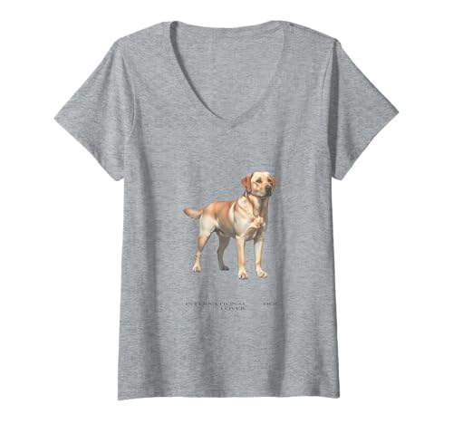 Damen Vintage Labrador Hund T-Shirt mit V-Ausschnitt Damen Vintage Labrador Hund T-Shirt mit V-Ausschnitt von Labrador Lover Vintage Clo.
